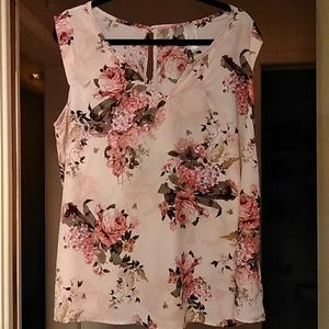 Pink flowered plus size top